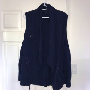 Torrid size 2 Navy blue sleeveless linen drawstring waist vest